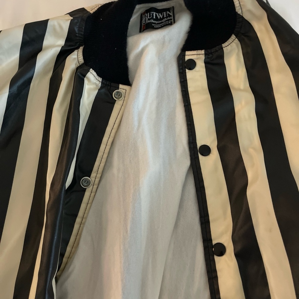 Vintage Original Referee Black and White Striped Men's Bomber Jacket